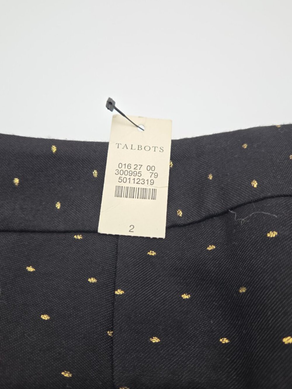 Talbots Black Gold Metallic Print Ankle Pants Size 2 NWT